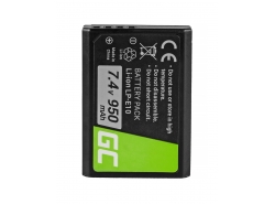 Battery Green Cell ® LP-E10 LPE10 for cameras Canon EOS 1100D 1200D 1300D Rebel T3 T5 T6 Kiss X50 X70, Full Decoded 7.4V 950mAh