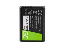 Battery Green Cell® LP-E10 LPE10 for cameras Canon EOS 1100D 1200D 1300D Rebel T3 T5 T6 Kiss X50 X70 Full Decoded 7.4V 1100mAh