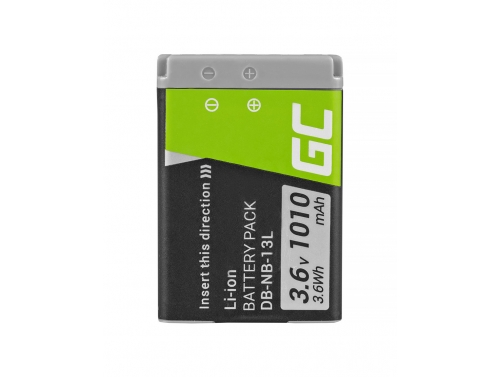 Battery Green Cell ® NB-13L for cameras Canon PowerShot G1 G5 G7 G9 X Mark II SX620 HS SX720, Full Decoded 3.6V 1050mAh