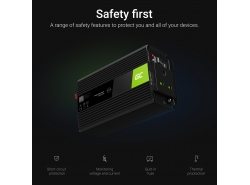 Pure sine Car Power Inverter Green Cell® 12V to 230V 300W/600W with USB