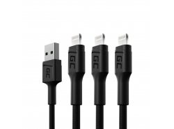 Set 3x Green Cell GC Ray USB Cable - Lightning 120cm for iPhone, iPad, iPod, white LED, fast charging