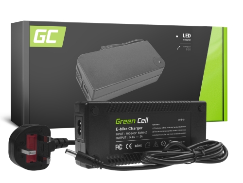 Green Cell® 54.6V 2A Ebike Charger for 48V Li-Ion Battery 5.5*2.1mm Plug UK
