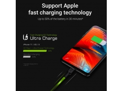 Set 3x Green Cell GC Ray Lightning 200cm Cable with white LED backlight, fast charging Apple 2.4A