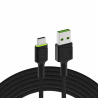 Green Cell GC Ray USB cable - USB-C 200cm, green LED, Ultra Charge fast charging, QC 3.0
