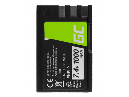 Battery Green Cell ® EN-EL9 EN-EL9A EN-EL9E ENEL9 for Nikon DSLR D40 D40A D40C D40X D60 D3000 D5000, Full Decoded 7.4V 1000mAh