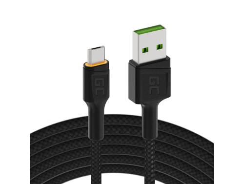 Green Cell GC Ray USB cable - Micro USB 120cm, orange LED, Ultra Charge fast charging, QC3.0