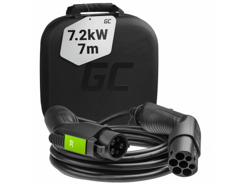 Green Cell Cable Type 1 7.2kW 32A 23 ft 1-Phase for charging EV Electric Cars and Plug-In Hybrids PHEV