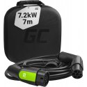 Green Cell Type 2 Charging Cable 7.2kW 7m 32A 1-Phase for Electric Vehicles EV and Plug-In Hybrids PHEV