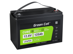 Battery Lithium-iron-phosphate LiFePO4 Green Cell 12V 12.8V 125Ah for photovoltaic system, campers and boats