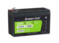 Battery Lithium-iron-phosphate LiFePO4 Green Cell 12V 12.8V 10Ah for photovoltaic system, campers and boats