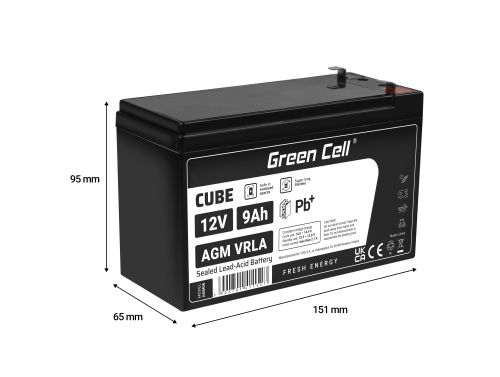 Green Cell® AGM 12V 9Ah VRLA Battery deep cycle UPS Uninterruptible Power Supply energy backup system