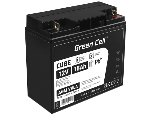 Green Cell® AGM 12V 18Ah VRLA Battery deep cycle scooter mower boat barge mower tractor fishing boat