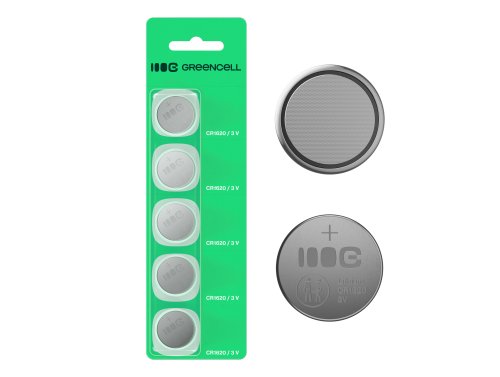 5x lithium battery CR1620 CR 1620 3V 70mAh Greencell button cell Blister